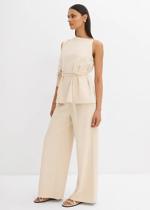 Pantalon large en maille piquée, bonprix