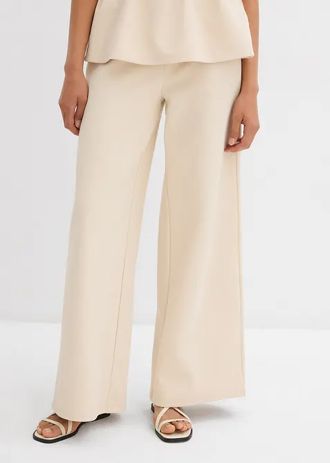 Pantalon large en maille piquée, bonprix