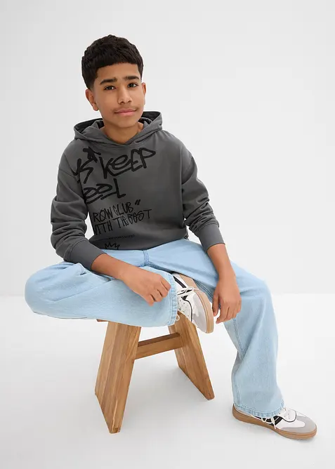 Sweat 100% coton à capuche et imprimé graffiti, bonprix