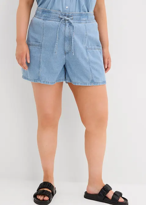 Short en jean avec taille haute élastiquée, bonprix
