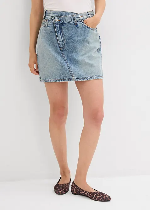 Jupe en jean à fermeture décalée asymétrique, bonprix