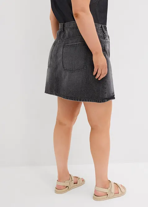 Jupe en jean à fermeture décalée asymétrique, bonprix