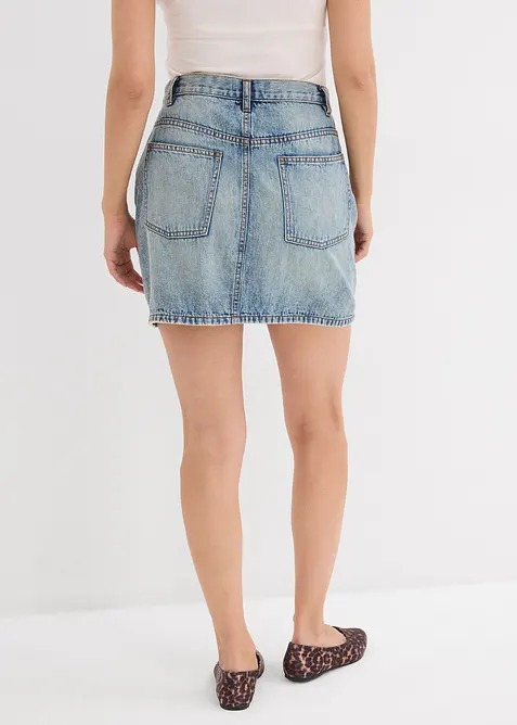 Jupe en jean à fermeture décalée asymétrique, bonprix