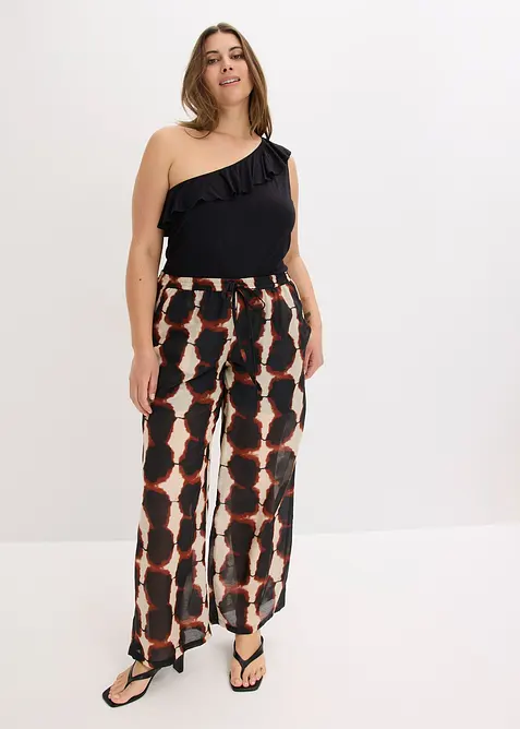 Top asym&eacute;trique avec volant en viscose douce et extensible, bonprix