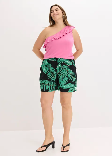 Top asymétrique avec volant en viscose douce et extensible, bonprix