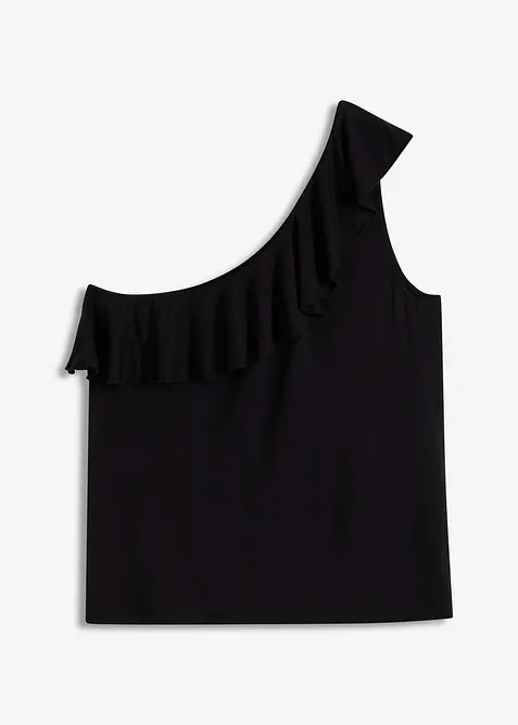 Top asymétrique avec volant en viscose douce et extensible, bonprix