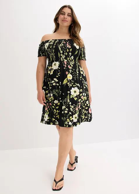 Robe col Bardot en jersey viscose, bonprix