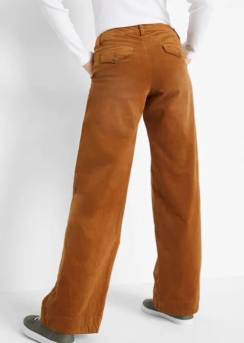 Pantalon large en velours côtelé extensible, bonprix