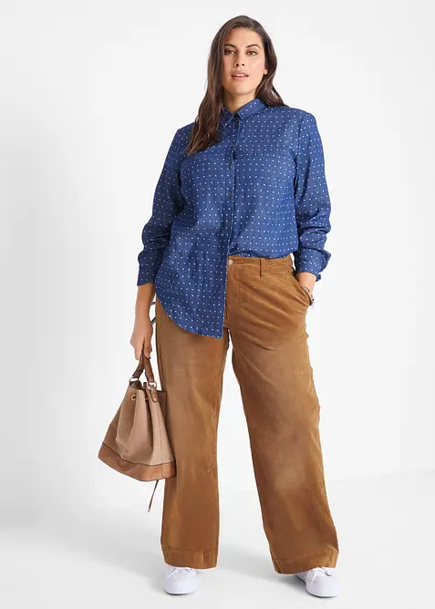 Pantalon large en velours côtelé extensible, bonprix