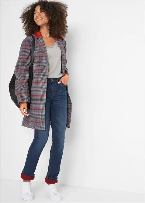 Jean droit taille haute, thermique, bonprix