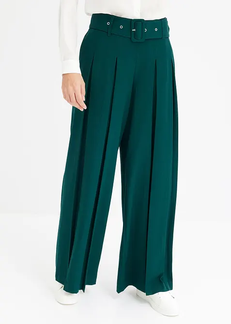 Pantalon de tailleur fluide en viscose m&eacute;lang&eacute;e, bonprix
