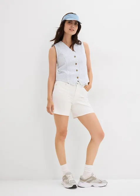 Bermuda en jean taille mi-haute, peu extensible, bonprix