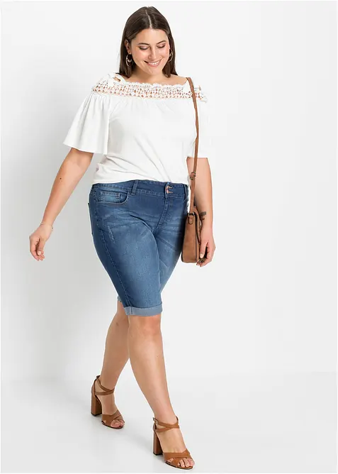 Bermuda en jean, taille mi-haute, bonprix