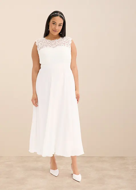 Longue robe de soirée avec empiècement dentelle, bonprix