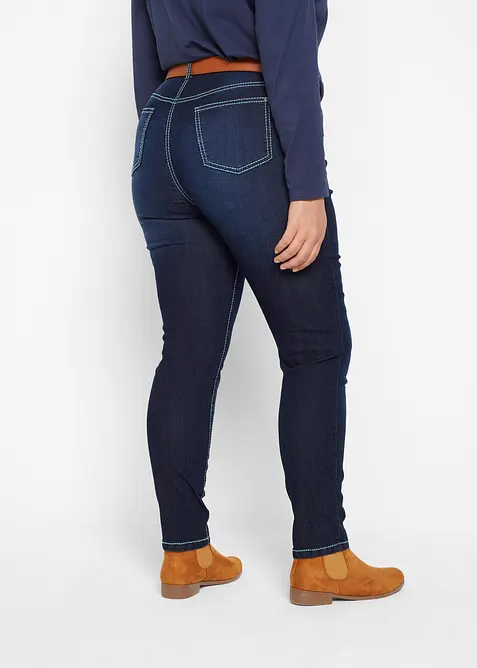 Jean skinny taille mi-haute à coutures contrastantes, bonprix
