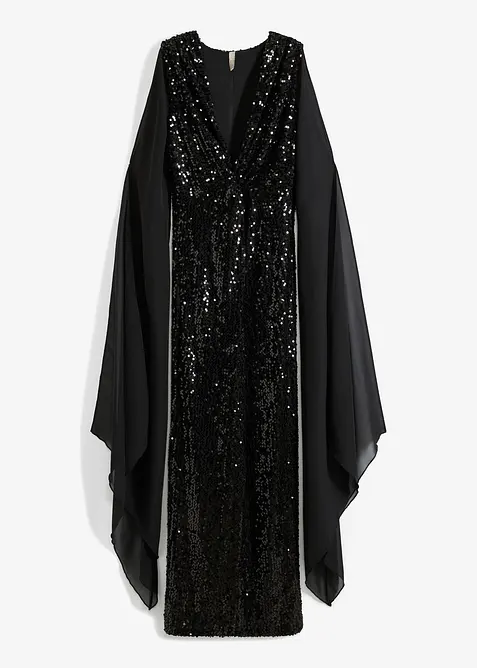 Robe à sequins et manches longues en voile, bonprix