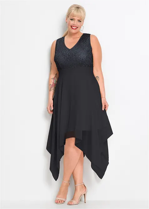 Robe midi en mousseline rehaussée de sequins, bonprix