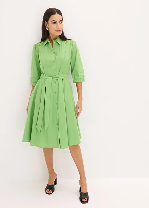 Robe-chemise avec dentelle et lien à nouer, bonprix