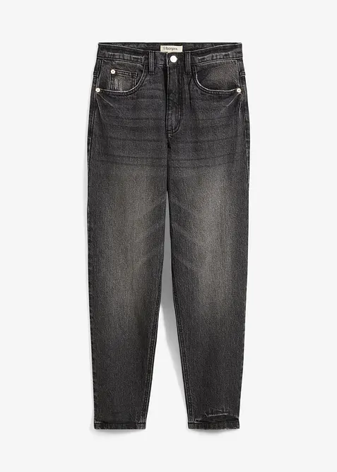 Jean mom taille haute, peu extensible, cropped, bonprix