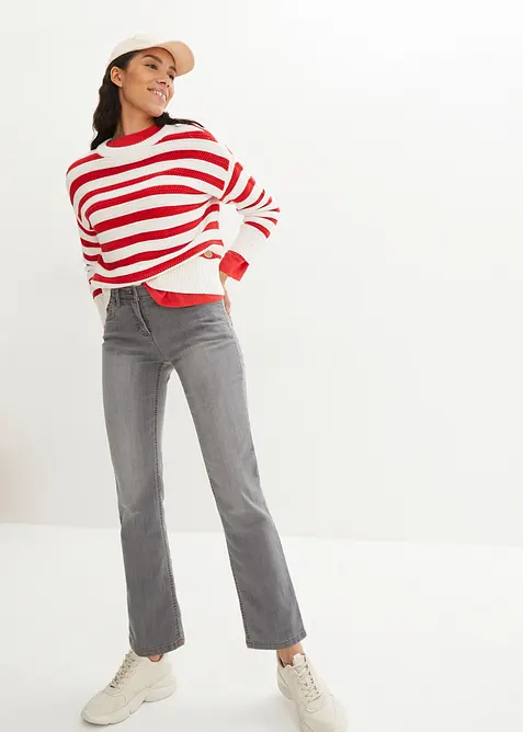 Jean droit taille mi-haute, extensible, bonprix