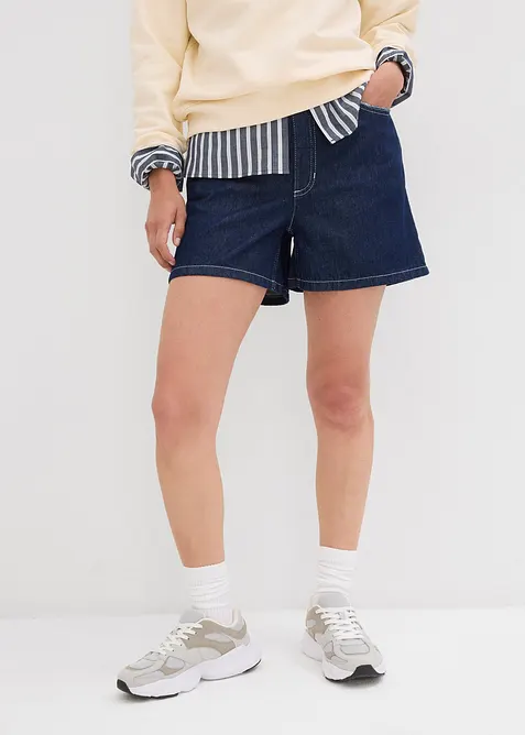 Short en jean taille haute, peu extensible, bonprix