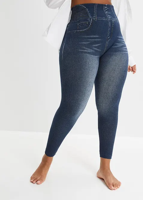 Legging sculptant sans coutures aspect jean, maintien fort, bonprix