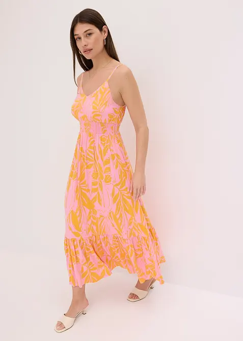 Robe imprimée en viscose à fines bretelles, bonprix