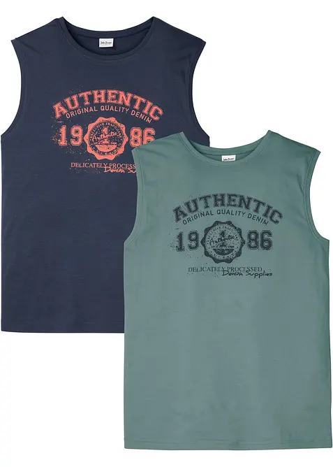 Lot de 2 marcels en coton agr&eacute;ables, bonprix