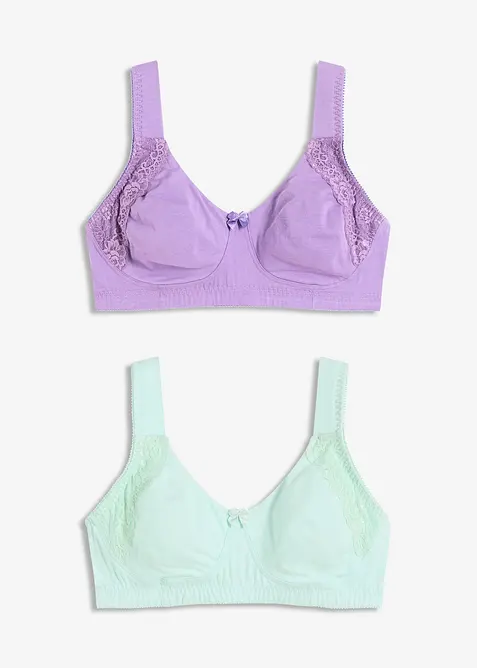 Lot de 2 soutiens-gorge moulés coton, sans armatures, bonprix