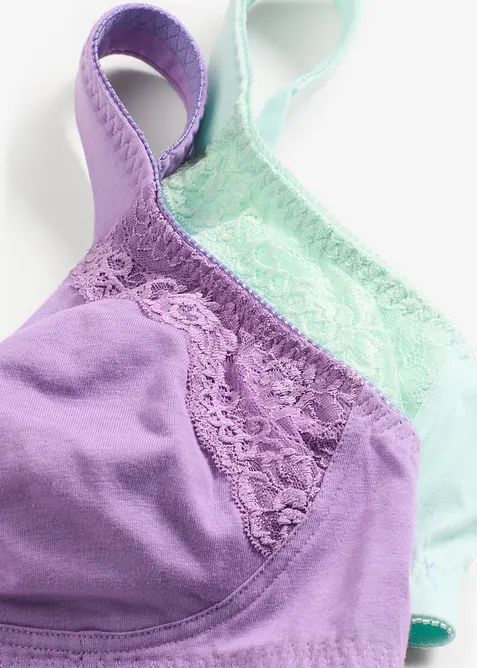 Lot de 2 soutiens-gorge moulés coton, sans armatures, bonprix