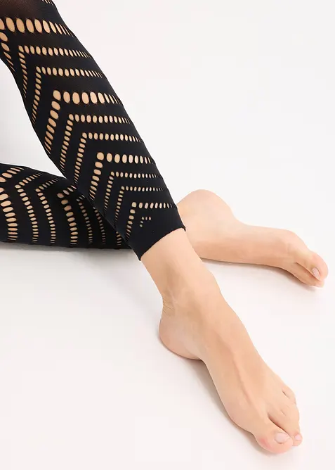 Legging avec bordures confort et broderie anglaise 80den, bonprix