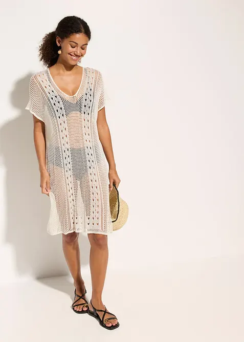 Robe de plage en viscose aspect crochet, bonprix