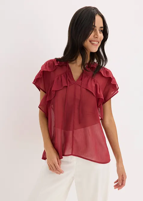 Blouse en crêpe à volants, bonprix