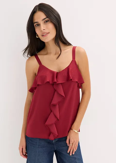 Top à bretelles fines en satin brillant, bonprix