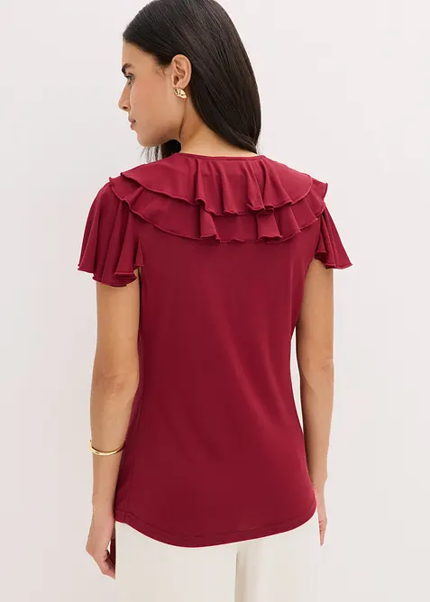 T-shirt avec volants en modal mélangé, bonprix