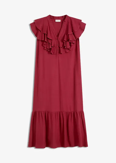 Robe midi avec volants en crêpe texturé, bonprix