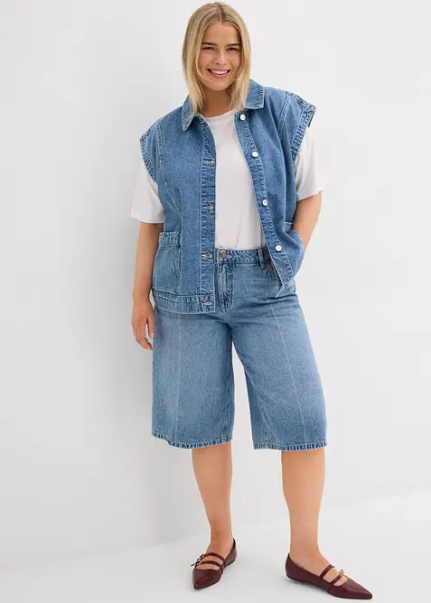 Bermuda en jean taille mi-haute, peu extensible, bonprix