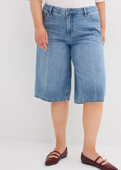 Bermuda en jean taille mi-haute, peu extensible, bonprix