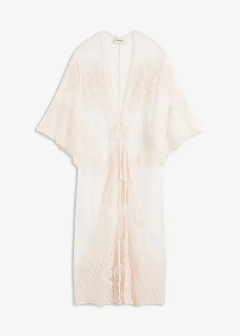 Kimono de plage transparent avec dentelle, bonprix