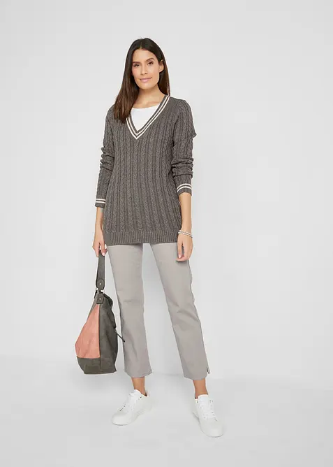 Pantalon droit et extensible, taille mi-haute, bonprix