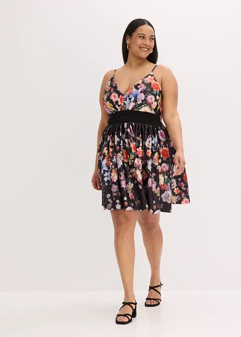 Robe courte à empiècement au crochet, bonprix