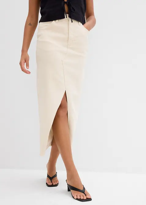 Jupe en jean fendue devant, bonprix