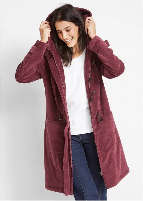 Duffle-coat en velours côtelé doublé, bonprix