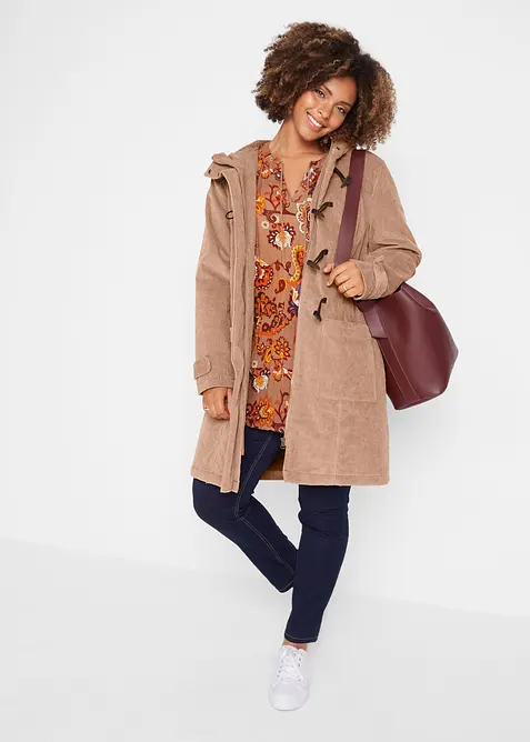 Duffle-coat en velours côtelé doublé, bonprix