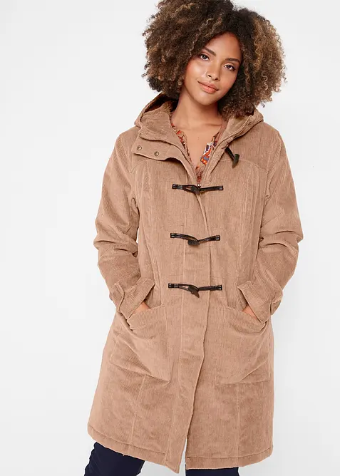 Duffle-coat en velours côtelé doublé, bonprix