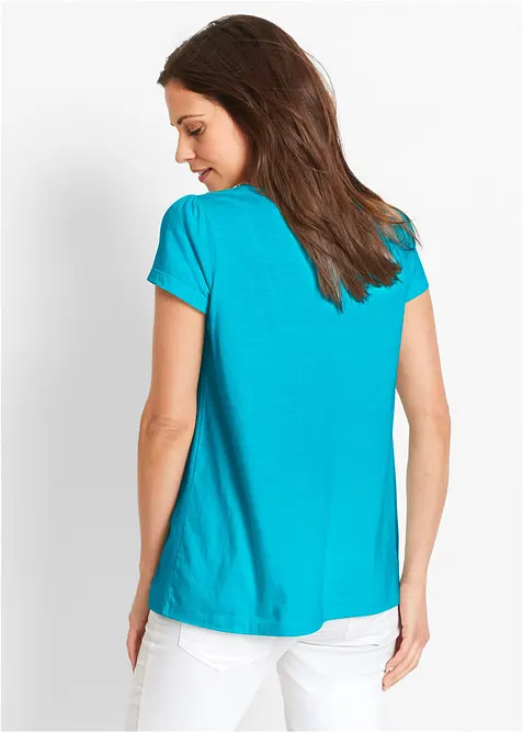 T-shirt coton et dentelle, manches courtes, bonprix