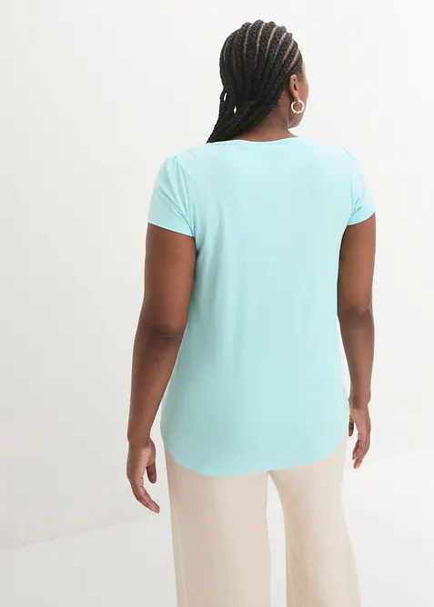 T-shirt coton et dentelle, manches courtes, bonprix