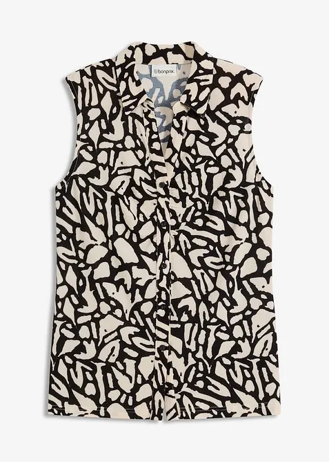 Chemisier froncé sans manches, col polo, bonprix