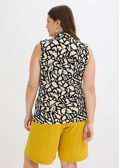 Chemisier froncé sans manches, col polo, bonprix