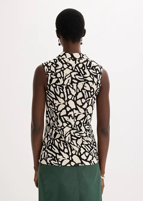 Chemisier froncé sans manches, col polo, bonprix